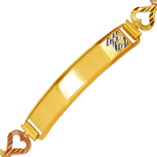 Load image into Gallery viewer, 14K Tri Color Gold Faceted DC 15 Anos ID Bracelet 7.5mm Wide 8mm Center 7" Chain

