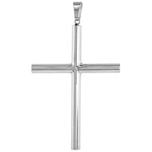 Load image into Gallery viewer, 925 Sterling Silver Plain 5mm Tubular Cross Pendant 2 3/4 Inch Tall (69mm)
