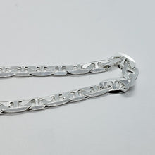 Load image into Gallery viewer, 925 Sterling Solid Silver Italy Flat Mariner Link Chain Necklace Bracelet 7.2mm
