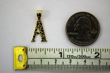 Load image into Gallery viewer, 10K Yellow Gold Nugget Initial A - Z Alphabet Pendant Charm &amp; Hollow Rope chain
