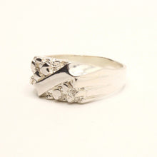 Load image into Gallery viewer, 925 Sterling Silver Slanted Center Stripe Nugget Ring 7/16 Inch Wide, Sizes 8-13
