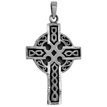 Load image into Gallery viewer, 925 Sterling Silver Large Celtic Black High Cross Pendant 1 3/4 (44mm) Inch Tall
