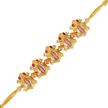 Load image into Gallery viewer, 14K Tricolor Gold Fancy Frog Bracelet High Polished 2mm Wide 10mm Center
