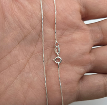 Load image into Gallery viewer, 925 Sterling Silver Very Fine Thin Box Chain Necklace Women 0.7mm 16" to 18"
