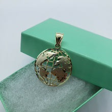 Load image into Gallery viewer, Authentic 10K Yellow White Real Gold Diamond Cut Globe Pendant Men Women 3 Sizes
