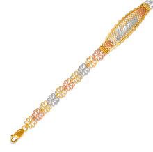 Load image into Gallery viewer, 14K Tri Color Gold Faceted Diamond Cut Mama ID Bracelet 7mm / 12mm 7" Chain
