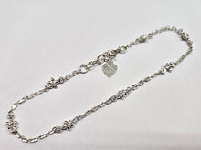 Load image into Gallery viewer, 925 Sterling Silver Oval Link Anklet with Teeny Flowers, Fits 9" to 10" Ankles
