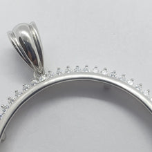 Load image into Gallery viewer, Sterling Silver Cubic Zirconia Silver Dollar Bezel CZ Halo 38 mm Mexican Olympic
