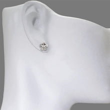 Load image into Gallery viewer, 14K White Gold High Polished Diamond Cut Flower Small Stud Earrings 7mm
