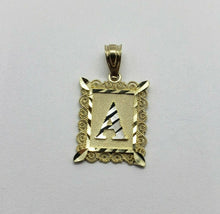 Load image into Gallery viewer, 14K Solid Yellow Gold Initial Letter Plate Pendant A-Z Alphabet Necklace Charm
