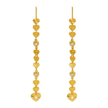 Load image into Gallery viewer, 14K Gold Dangle Threader Earrings Sparkling Accents Geometric Chain 8x69mm
