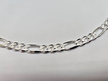 Load image into Gallery viewer, 925 Sterling Silver Pave Cut Beveled Figaro Link Chain Necklace 5.5mm 7" to 30"
