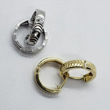Load image into Gallery viewer, 14K Real Yellow White Gold Huggie Hoop Earrings Diamond Cut Round 11mm Men Women
