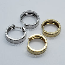 Load image into Gallery viewer, 14K Real Yellow White Gold Huggie Hoop Earrings Diamond Cut Round 13mm Men Women
