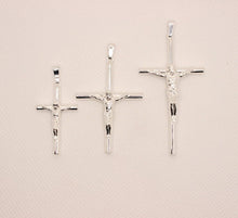 Load image into Gallery viewer, 925 Sterling Silver Skinny Cylindrical Stick Crucifix Cross Pendant 3 Sizes
