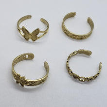 Load image into Gallery viewer, 14K Real Yellow Gold Adjustable Open Knuckle Midi Toe Ring Band Various Styles A
