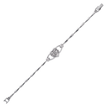 Load image into Gallery viewer, 14K White Gold Gold Fancy 15 Anos Years on Heart CZ Bracelet Quinceañera Gift
