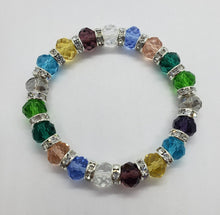 Load image into Gallery viewer, 7 Inch Elastic Nylon Strand Bracelet Glass Crystals (Emerald, Citrine, Amethyst)
