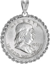 Load image into Gallery viewer, 925 Sterling Silver Half Dollar Bezel with Actual Rope Edge 30mm Coins 50 Cents
