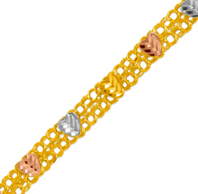 Load image into Gallery viewer, 14K Tri Color Gold Double Link Bracelet 5.5 mm Wide 7" and 7.5"
