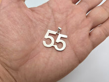 Load image into Gallery viewer, 925 Sterling Silver Small Plain Number 55 Charm Pendant 3/4 (19mm) Inch Tall
