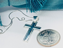Load image into Gallery viewer, 925 Sterling Silver Simple Inside Line Cross Pendant 1.2 Inch
