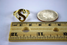 Load image into Gallery viewer, 10K Real Yellow Gold Initial Ring Cursive Letters for Women

