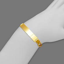 Load image into Gallery viewer, 14K Yellow Gold Figaro Concave ID Bracelet 7mm/6mm Wide 8" Engraving Available
