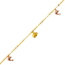 Load image into Gallery viewer, 14K Tricolor Gold Animal Charm Bracelet Anklet 2mm Link 11mm Charm 10" Chain
