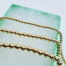 Load image into Gallery viewer, 14K Yellow Gold Hollow 3mm 4mm 5mm Bead Chain Bracelet 6.75" 7" with Extension
