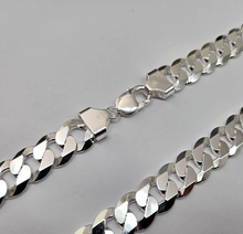 Load image into Gallery viewer, 925 Sterling Silver Beveled Flat Curb Cuban Link Chain Necklace 14mm 8" to 30"
