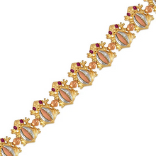 Load image into Gallery viewer, 14K Tricolor Gold Fancy Frog Bracelet High Polished Satin Finished 10mm Wide
