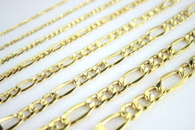 Load image into Gallery viewer, 10K Yellow Gold Hollow Figaro Chain Necklace Bracelet 1.9mm-8.5mm/7" ~ 30"
