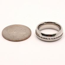 Load image into Gallery viewer, Stainless Steel Plain High Polished Domed 2mm CZ Eternity Wedding Band Ring 7mm
