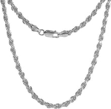 Load image into Gallery viewer, 3mm Sterling Silver D/C Rope Chain Necklaces Bracelets Handmade Italy 7 to 30 in
