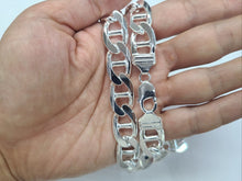 Load image into Gallery viewer, 925 Sterling Solid Silver Italy Flat Mariner Link Chain Necklace Bracelet 13.5mm
