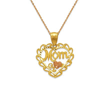 Load image into Gallery viewer, 14k Yellow Gold Mom Heart Pendant Charm Mother's Day Gift for Her Various Design
