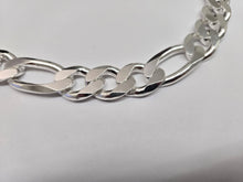 Load image into Gallery viewer, 925 Sterling Silver Heavy Thick Figaro Chain Beveled Edge Bracelet Necklace 17mm
