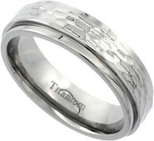Load image into Gallery viewer, 6mm or 8mm Titanium Hammered Ring Band Men Women with Beveled Edges Size 5~14
