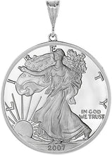 Load image into Gallery viewer, 925 Sterling Silver Silver Eagle Bezel 41 mm 1 oz Coins Prong Back Square Edge
