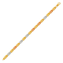 Load image into Gallery viewer, 14K Tri Color Gold Faceted Diamond Cut Bracelet 5 mm 7" Chain Brazalete tricolor
