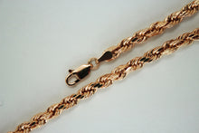 Load image into Gallery viewer, 14K SOLID ROSE GOLD ROPE CHAIN NECKLACE 1.5MM ~ 5MM 16" ~ 30" FOR MEN WOMEN
