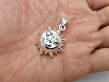 Load image into Gallery viewer, 925 Sterling Silver Large Hollow Smiling Sun Pendant 15/16 (24mm) Inch Tall
