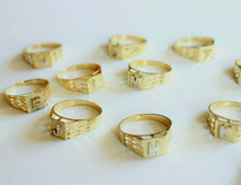 Load image into Gallery viewer, 10K Yellow Gold Alphabet Letter Initial Ring Diamond Cut High Quality Size 4 ~ 8
