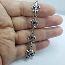 Load image into Gallery viewer, 925 Sterling Silver Fleur De Lis French Lily Bracelet Anklet 7.5 inches Long
