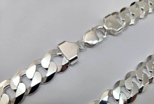 Load image into Gallery viewer, 925 Sterling Silver Beveled Flat Curb Cuban Link Chain Necklace 14mm 8" to 30"

