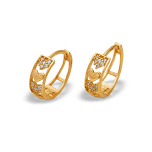 Load image into Gallery viewer, 14K Yellow or White Gold Earrings Sparkling Accents Heart Huggie Hoop 4.5x14mm
