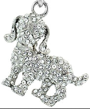 Load image into Gallery viewer, Beagle Dog Key Chain Crystal Key Ring White  4 inches Long 33mm Round
