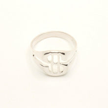 Load image into Gallery viewer, 925 Sterling Silver Dollar Sign Oval Diamond Cut Finish Ring 9/16 Inch Wide
