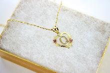 Load image into Gallery viewer, Authentic 14K Gold D/C Heart Flower Initial Alphabet Pendant w/ Singapore Chain
